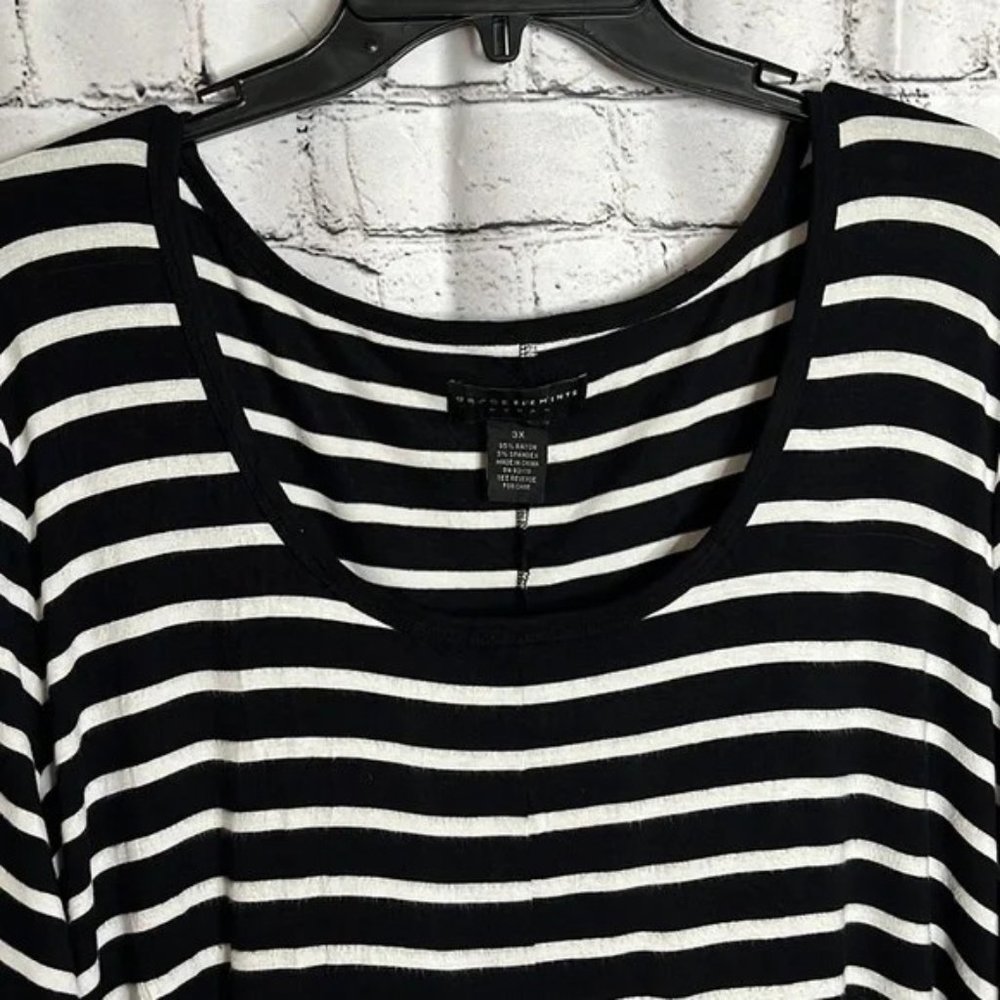 Grace Elements Black and White Stripe Jersey Tunic with Pockets